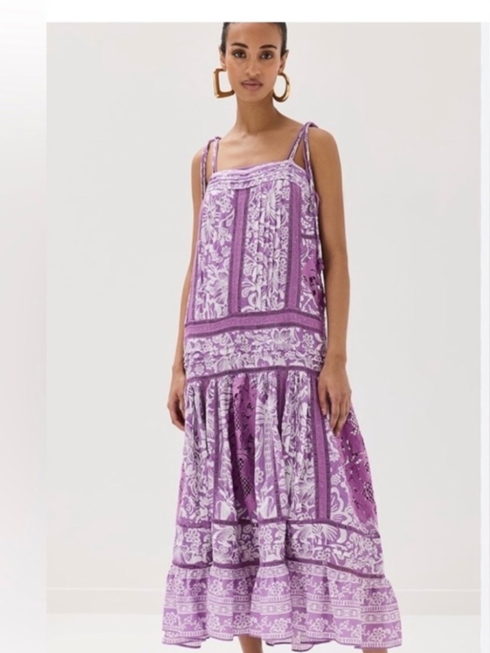 Farm Rio Sweet Garden Lilac Maxi Dress